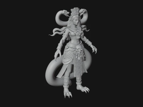 Aztec Serpent Goddess Statue Design 3 - 3D Print Model 3D Print Model