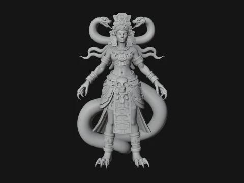 Aztec Serpent Goddess Statue Design 3 - 3D Print Model 3D Print Model