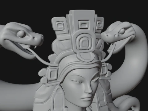 Aztec Serpent Goddess Statue Design 3 - 3D Print Model 3D Print Model