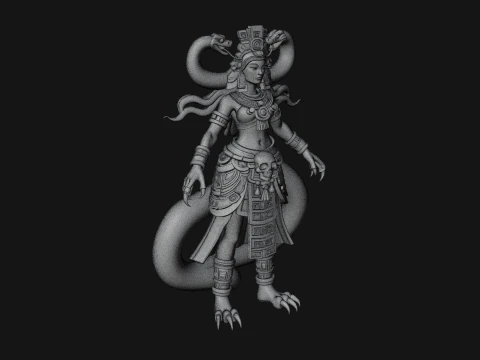 Aztec Serpent Goddess Statue Design 3 - 3D Print Model 3D Print Model