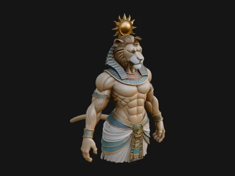 사자 머리 이집트 신 동상 디자인 2 - 3D 인쇄 모델 3D 프린트 모델