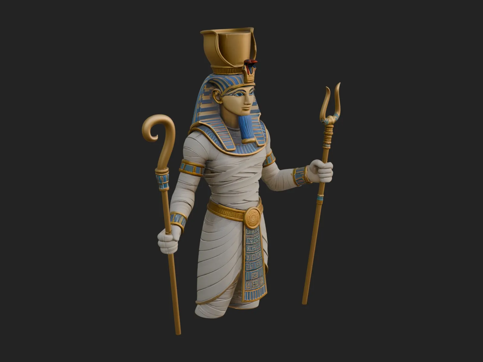 Egyptian Pharaoh Standing Statue Design 12 - 3D Print Model 3D Print Model .c4d .max .obj .3ds .fbx .stl .blend 