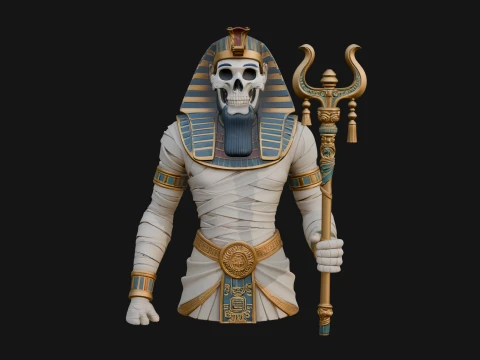 Crowned Mummy Pharaoh Statue Design 4 - 3D Print Model 3D Print Model