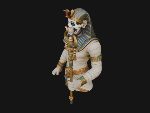 Crowned Mummy Pharaoh Statue Design 4 - 3D Print Model 3D Print Model