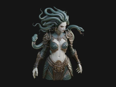 Medusa Snake Hair Statue Design 1 - 3D Print Model 3D Print Model