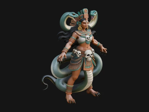 Aztec Serpent Goddess Statue Design 2 - 3D Print Model 3D Print Model