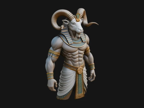 Ram Headed 이집트 신 동상 디자인 4 - 3D 인쇄 모델 3D 프린트 모델