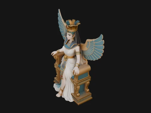 Enthroned Egyptian Goddess Statue Design 6 - 3D Print Model 3D Print Model