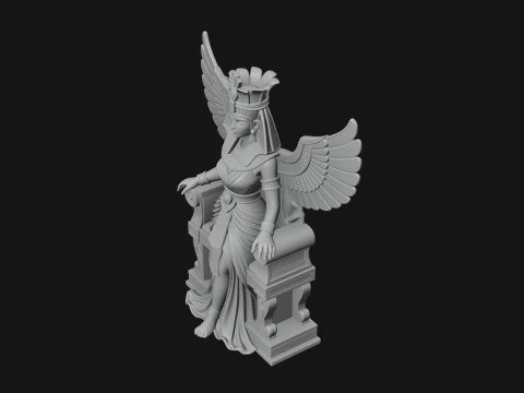 Enthroned Egyptian Goddess Statue Design 6 - 3D Print Model 3D Print Model