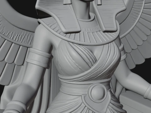 Enthroned Egyptian Goddess Statue Design 6 - 3D Print Model 3D Print Model