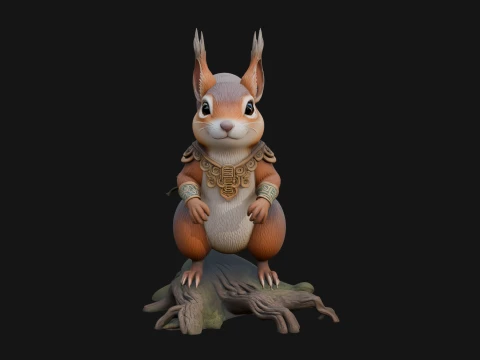 Red Squirrel Animal Statue Design 3 - 3D Print Model 3D Print Model