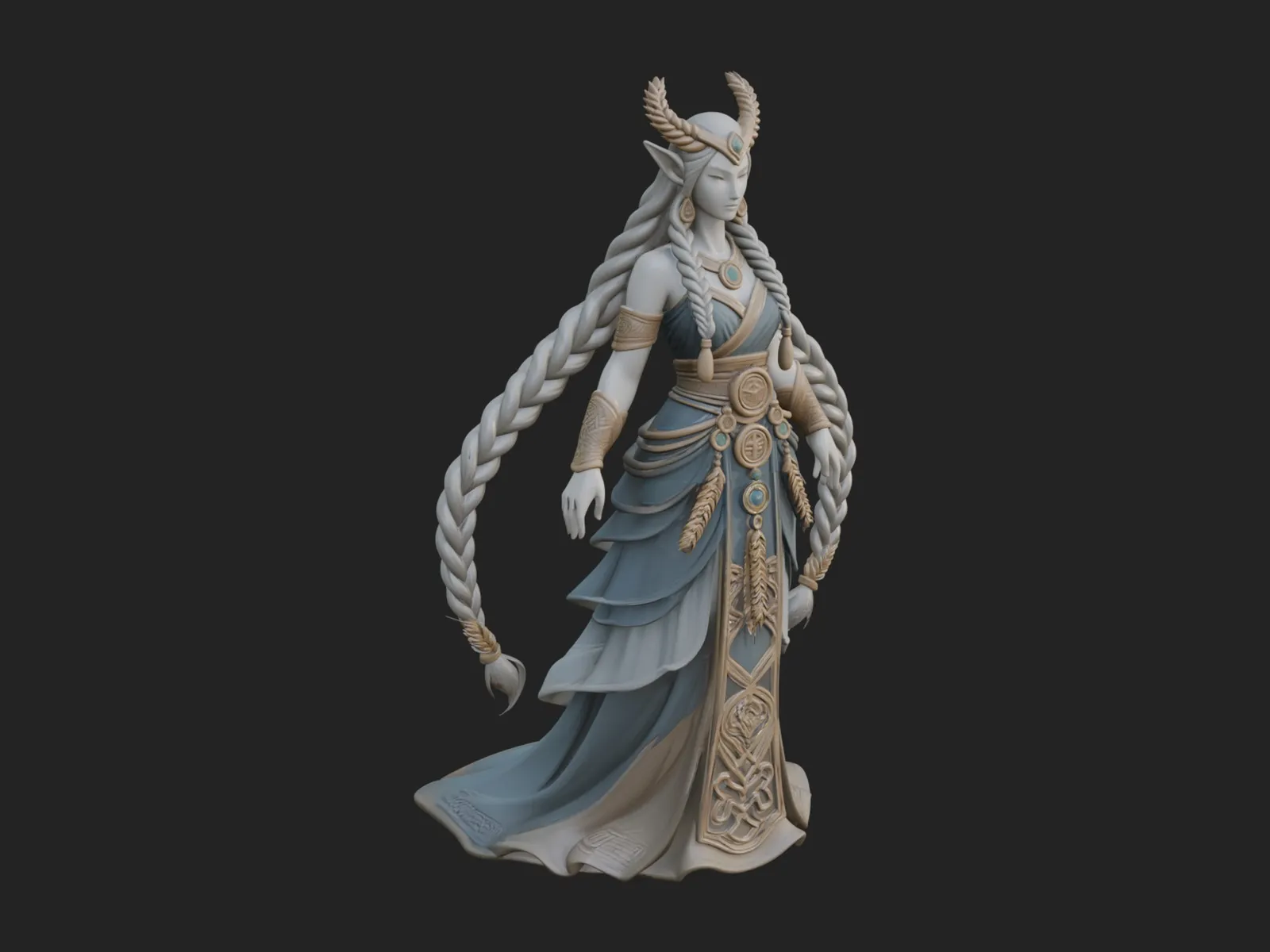 Elven Queen Statue Design 26 - 3D Print Model 3D Print Model .c4d .max .obj .3ds .fbx .stl .blend 