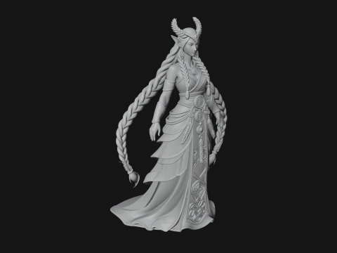 Elven Queen Statue Design 26 - 3D Print Model 3D Print Model