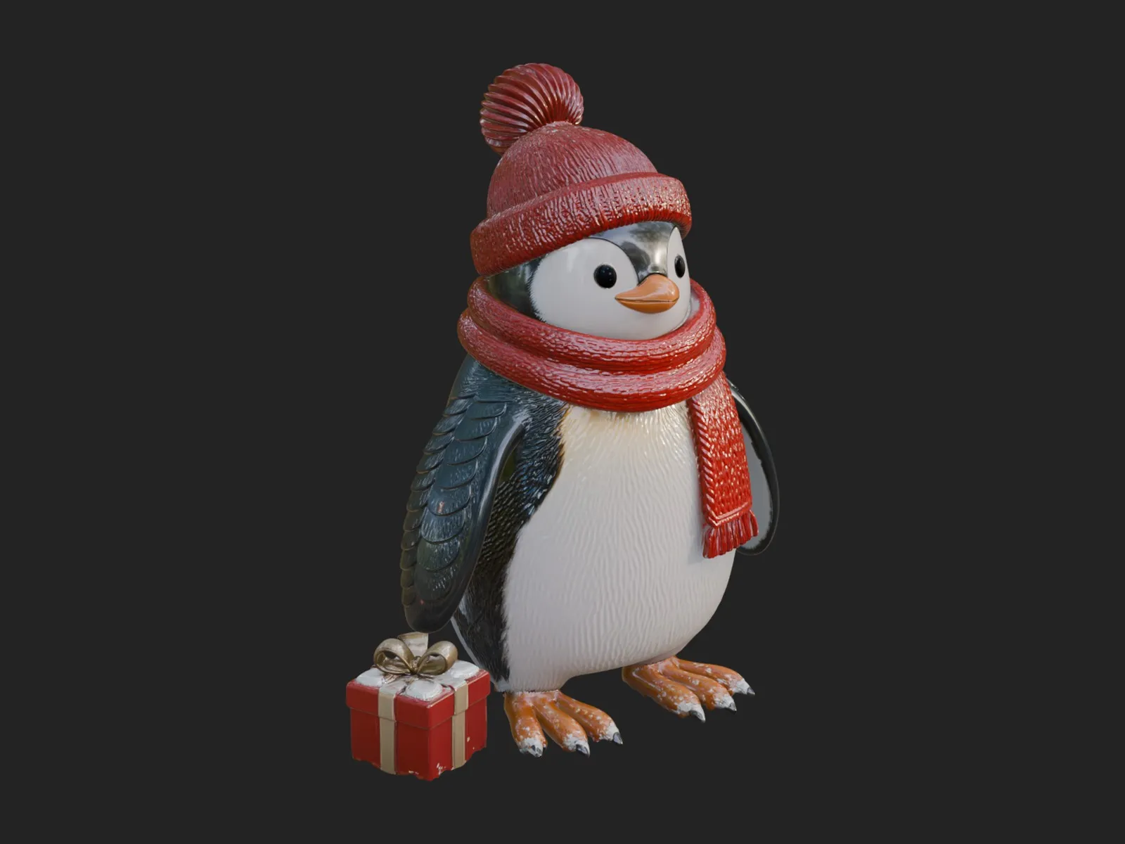 Knit Hat Penguin Statue Design 4 - 3D Print Model 3D Print Model .c4d .max .obj .3ds .fbx .stl .blend 
