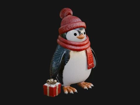 Knit Hat Penguin Statue Design 4 - 3D Print Model 3D Druckmodell