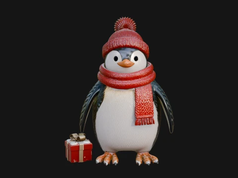 Knit Hat Penguin Statue Design 4 - 3D Print Model 3D Print Model