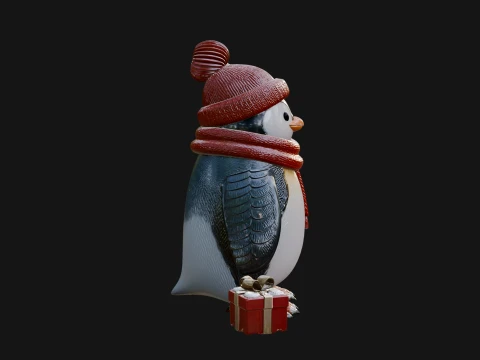 Knit Hat Penguin Statue Design 4 - 3D Print Model 3D Print Model