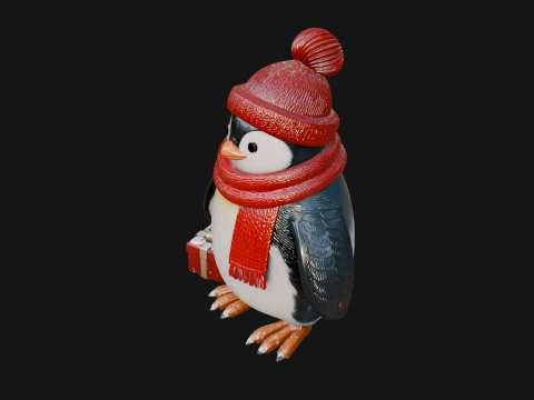 Knit Hat Penguin Statue Design 4 - 3D Print Model 3D Print Model