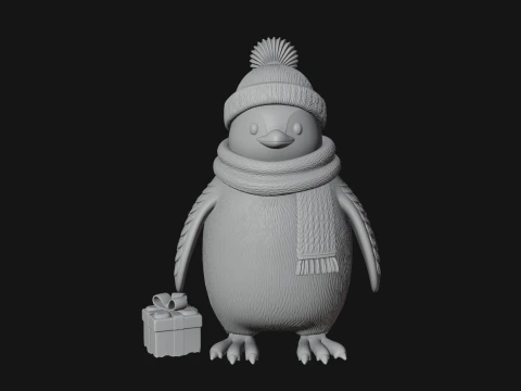 Knit Hat Penguin Statue Design 4 - 3D Print Model 3D Print Model