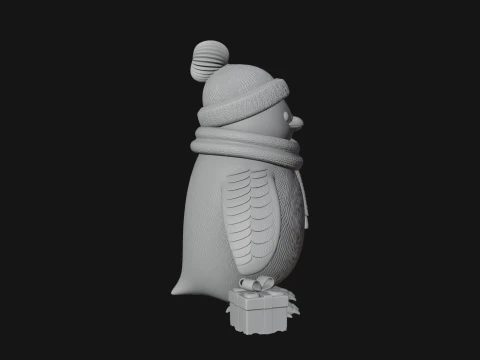 Knit Hat Penguin Statue Design 4 - 3D Print Model 3D Print Model