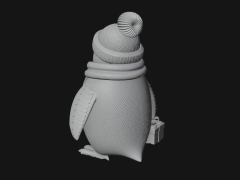 Knit Hat Penguin Statue Design 4 - 3D Print Model 3D Print Model