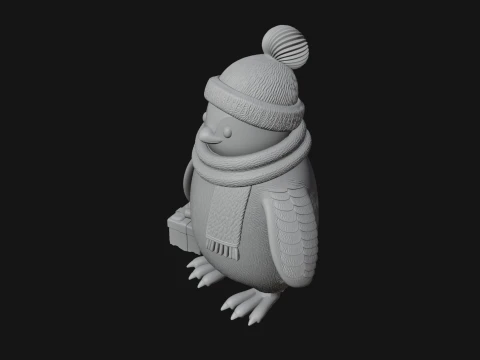 Knit Hat Penguin Statue Design 4 - 3D Print Model 3D Print Model
