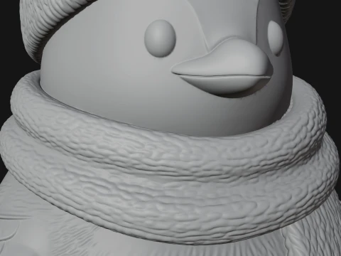 Knit Hat Penguin Statue Design 4 - 3D Print Model 3D Print Model