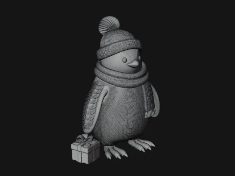 Knit Hat Penguin Statue Design 4 - 3D Print Model 3D Print Model