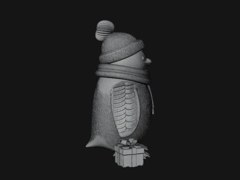Knit Hat Penguin Statue Design 4 - 3D Print Model 3D Print Model