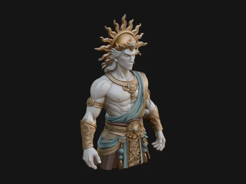 Sun Crowned God Statue Design 2 - 3D Print Model 3D Print Model