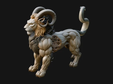 Chimera Mythical Beast Statue Design 12 - 3D Print Model Modèles 3D en vedette