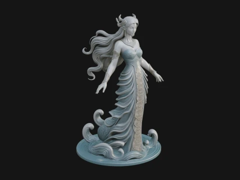 Elven Queen Statue Design 27 - 3D Print Model Modelo de Impressão 3D