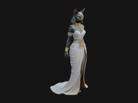 Bastet Cat Goddess Statue Design 4 - 3D Print Model 3D 프린트 모델