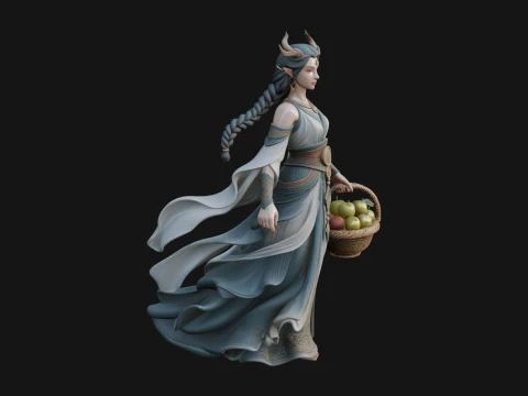 Woman with Fruit Basket Statue Design 3 - 3D Print Model 3Dプリントモデル