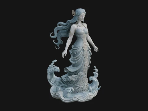 Elven Queen Statue Design 28 - 3D Print Model Modelo de Impressão 3D