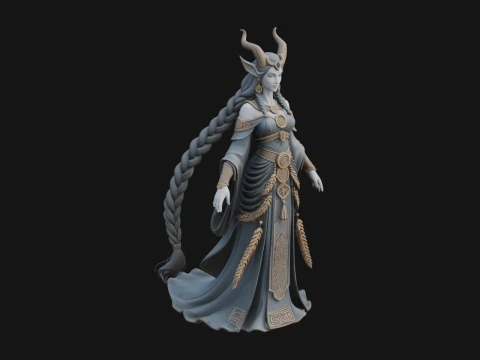Elven Queen Statue Design 29 - 3D Print Model Modelo de Impressão 3D