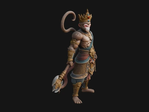Monkey King Staff Statue Design 4 - 3D Print Model Modelo de impresión 3D