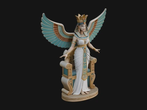 Enthroned Egyptian Goddess Statue Design 7 - 3D Print Model 3D 프린트 모델