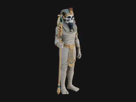 Crowned Mummy Pharaoh Statue Design 5 - 3D Print Model 3D 프린트 모델