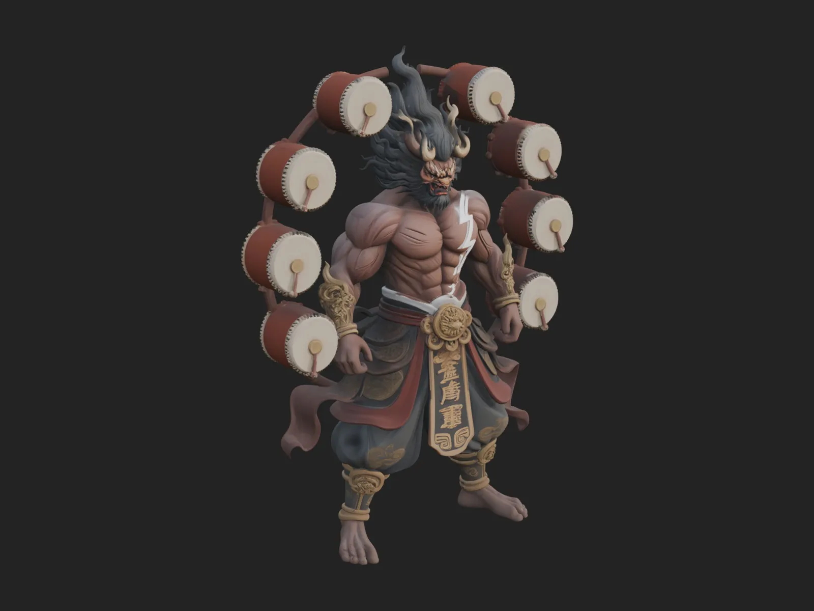 Thunder Drum God Statue Design 4 - 3D Print Model 3D Print Model .c4d .max .obj .3ds .fbx .stl .blend 