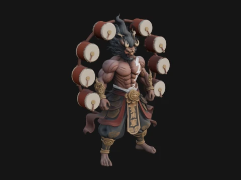 Thunder Drum God Statue Design 4 - 3D Print Model 3D Print Model