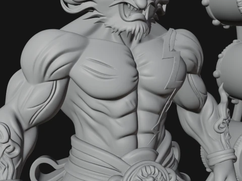 Thunder Drum God Statue Design 4 - 3D Print Model 3D Print Model