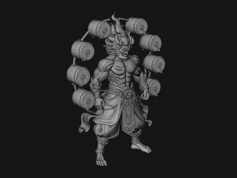 Thunder Drum God Statue Design 4 - 3D Print Model 3D Print Model