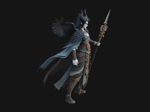Valkyrie with Spear Statue Design 20 - 3D Print Model Model do druku 3D
