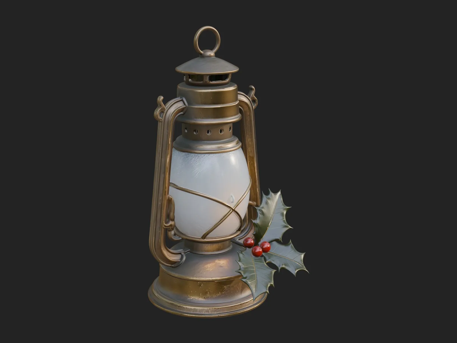 Holly Christmas Lantern Model Design 3 - 3D Print Model 3D Print Model .c4d .max .obj .3ds .fbx .stl .blend 