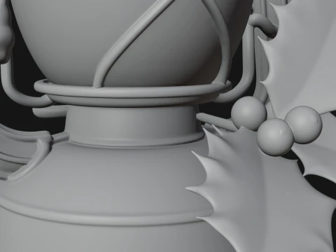 Holly Christmas Lantern Model Design 3 - 3D Print Model 3D Print Model