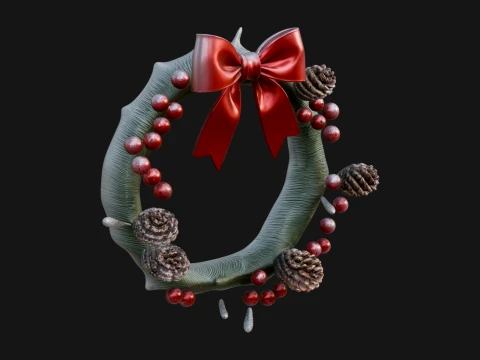 Pine Christmas Wreath Ornament Design 2 - 3D Print Model 3D Принт Модель