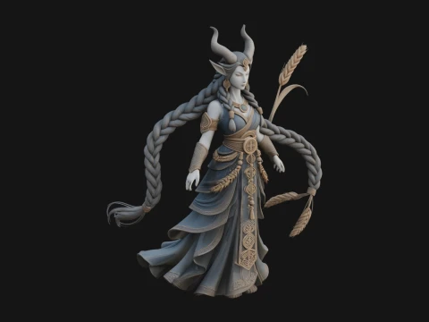 밀 뭉치 동상 디자인 1을 가진 여자 - 3D 인쇄 모델 3D 프린트 모델