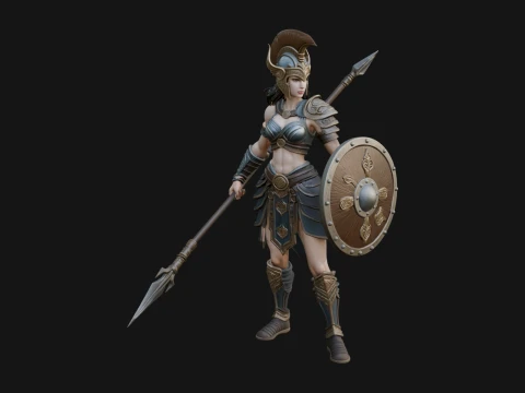 Valkyrie with Spear Statue Design 21 - 3D Print Model 3D Принт Модель