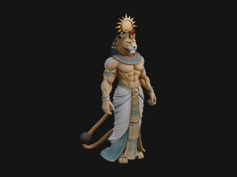 Lion Headed Egyptian God Statue Design 4 - 3D Print Model 3D 프린트 모델